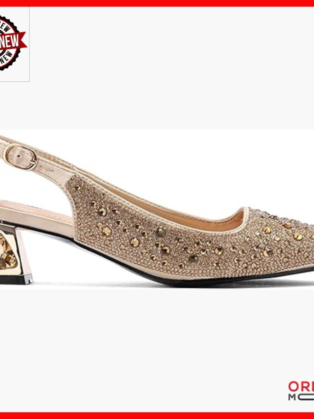 Rhinestone Slingback Pumps 1.5 Inch Block Heel Square Toe Wedding Shoes